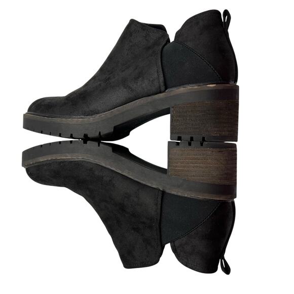 Crown Vintage Chelsea Size 11 Chunky Heel Ankle Boots Booties Black Slip On - Picture 13 of 15